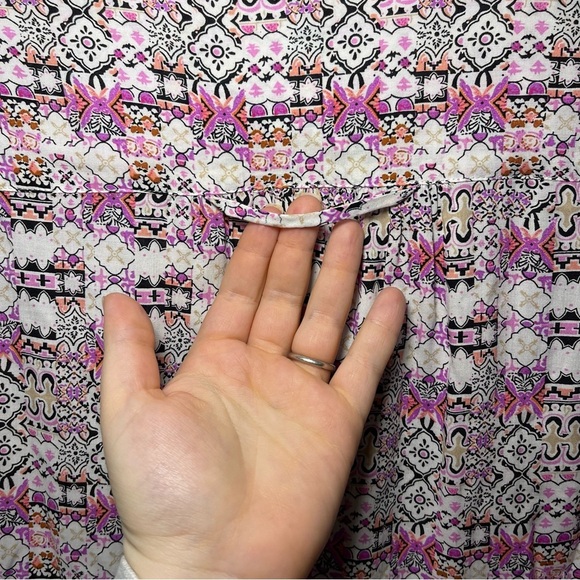 Maeve Anthropologie women's white pink paisley long sleeve button down shirt M - Picture 6 of 7